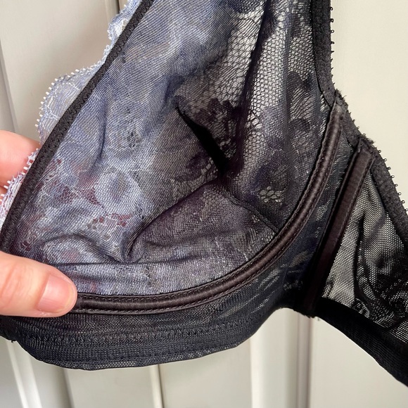 Free People Intimately Blue and Black Unlined Lace and Mesh Bra 34D - Picture 5 of 7